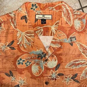 Tommy Bahama tropical Silk Orange Floral Shirt XL